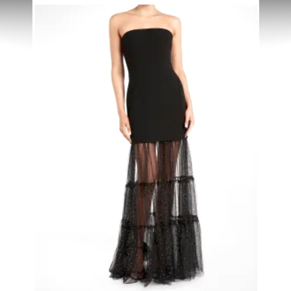 NEW w/ TAGS Rebecca Vallance Strapless Rhinestone Gown